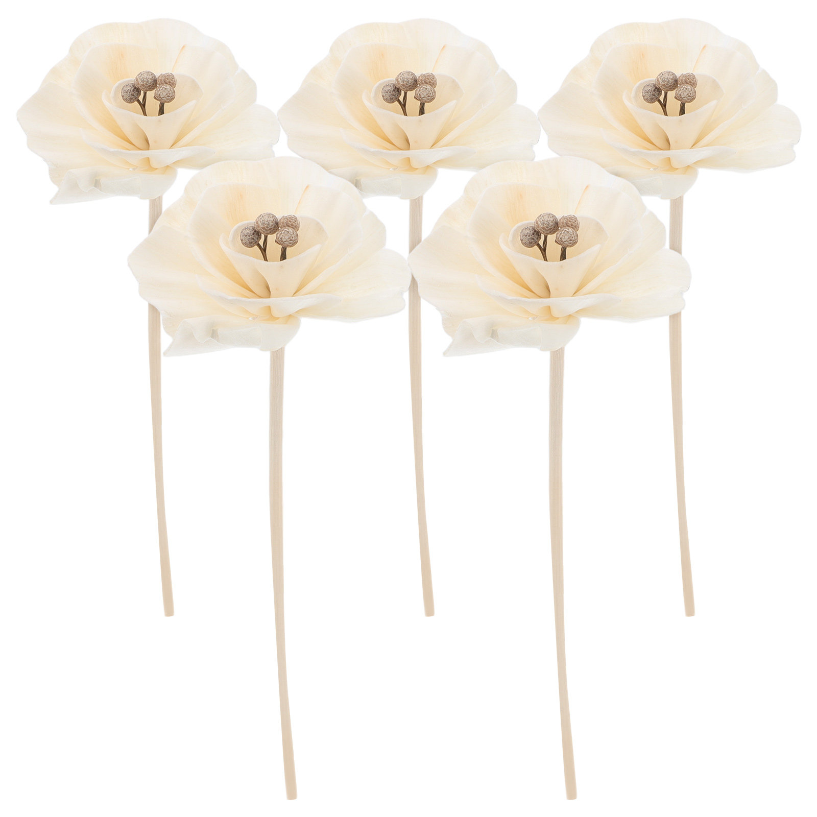 Home Fragrance That Lasts Long - ชุดก้านกระจายกลิ่นดอกโบตั๋นเทียม 5 ชิ้น กลิ่นหอมติดทนนาน สำหรับตกแต่งบ้านและสำนักงาน