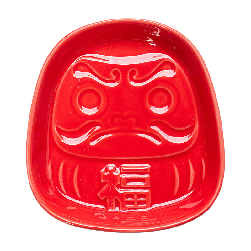 Incense Cone Holder - Home Desk Decor เซรามิคญี่ปุ่น Daruma ซอสจานจานปรุงรสจานขนาดเล็กกรวยธูปถาดกรวยธูปผู้ถือ