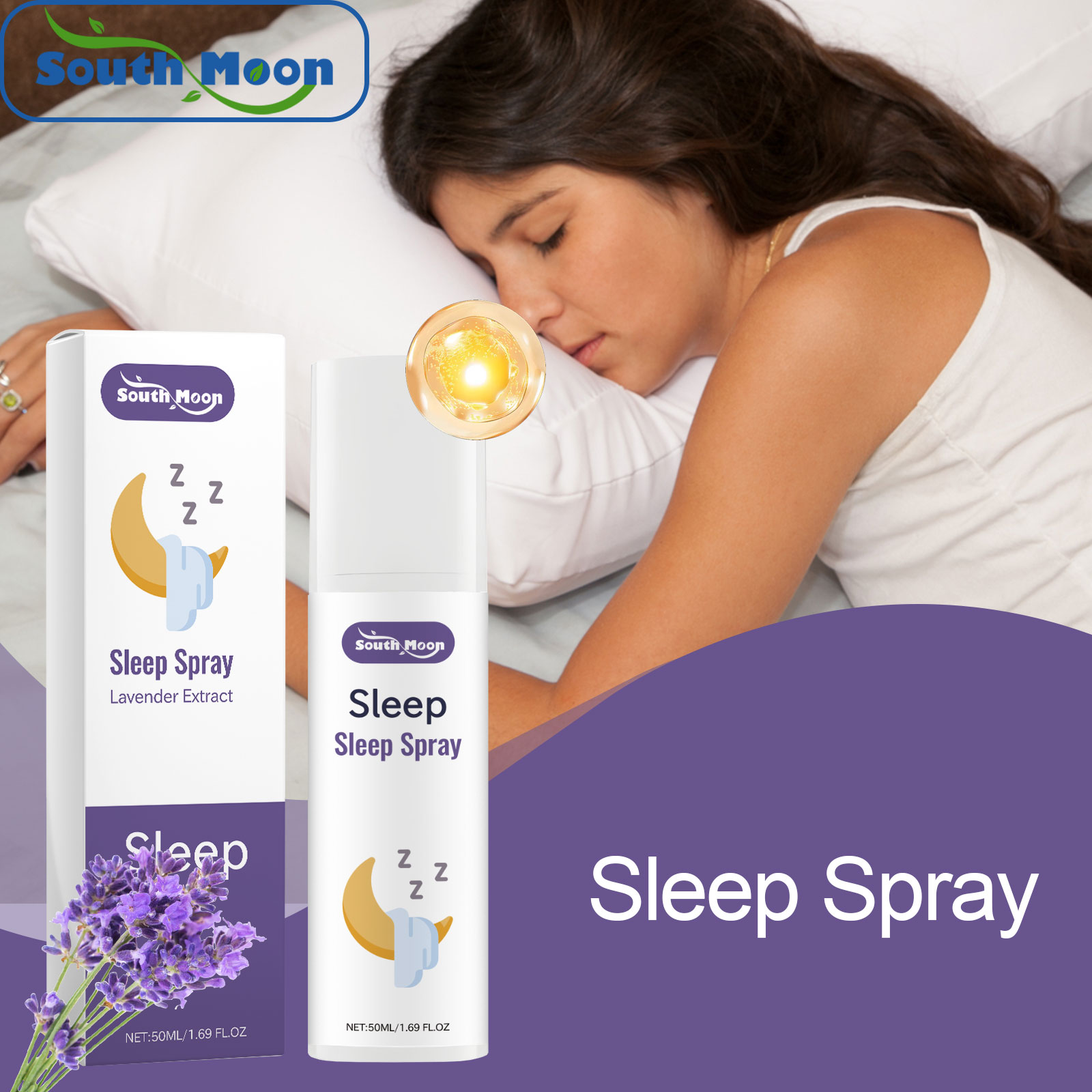 Lavender Pillow Spray - สเปรย์ลาเวนเดอร์ช่วยให้นอนหลับ ผ่อนคลาย บรรเทาความเหนื่อยล้า อาการเหนื่อยล้าของระบบประสาท กลิ่นหอมสดชื่นยาวนาน น้ำหอมอโรมาเธอราพี