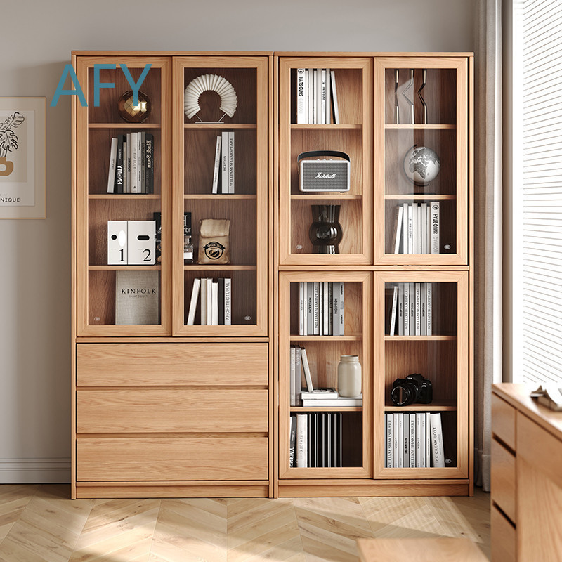 ตู้หนังสือไม้โอ๊คแข็งพร้อมประต - Muji Home Storage บทวิจารณ์และราคา