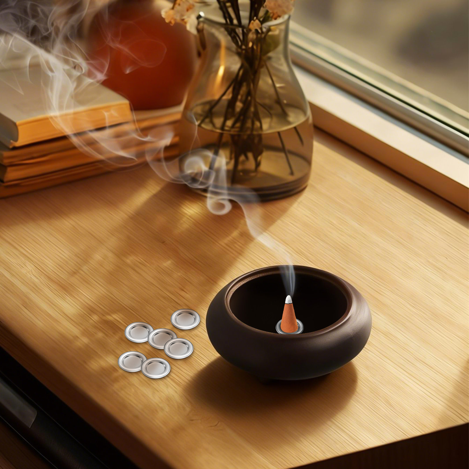 ถาดใส่ธูปโลหะ 20 ชิ้น ที่วางธู - Incense Cone Holder บทวิจารณ์และราคา
